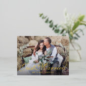 Just Married Script Foto Folie Uitnodiging Briefkaart (Staand Voorkant)