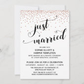 Just Married Script Koperen Confetti Ontvangst-all Kaart (Voorkant)