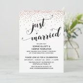 Just Married Script Koperen Confetti Ontvangst-Onl Kaart (Staand voorkant)
