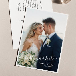 Just Married Script Wedding Photo Announcement Briefkaart