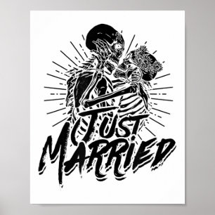 Just Married - Spooky Halloween bruid en bruidegom Poster