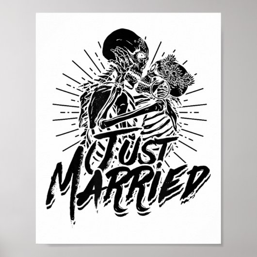 Just Married - Spooky Halloween bruid en bruidegom Poster (Voorkant)