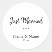 Just Married Sticker Tekst Bewerkbaar (Voorkant)