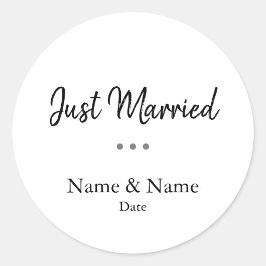 Just Married Sticker Tekst Bewerkbaar (Voorkant)