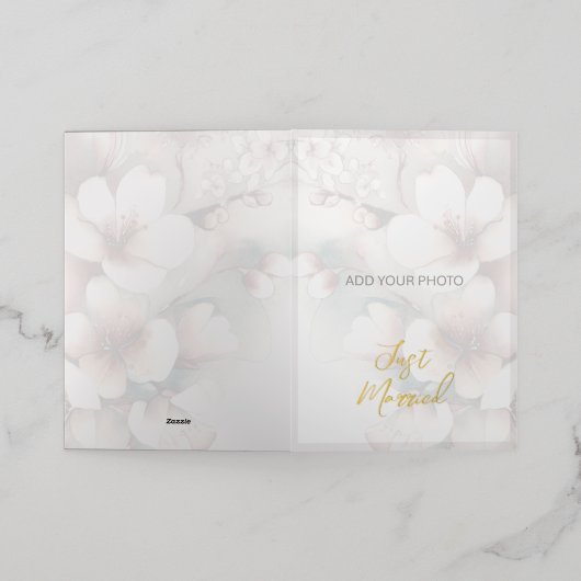 Just Married Wedding Aankondiging Gevouwen Folie K (Buiten Laag)