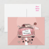 Just Married Wedding Aankondiging Liefde Briefkaar (Voorkant / Achterkant)