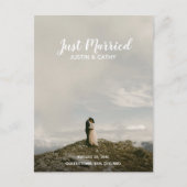 Just Married Wedding Aankondiging Modern Elegant Briefkaart (Voorkant)