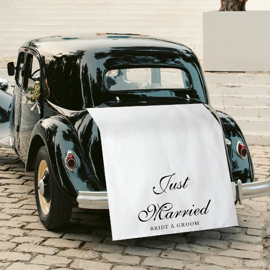 Just Married Wedding Date Fabric Car Banner Sign Wandkleed