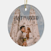 Just Married Wedding Favoriet Ornament Gift Foto (Links)