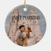 Just Married Wedding Favoriet Ornament Gift Foto (Achterkant)