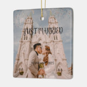 Just Married Wedding Favoriet Ornament Gift Foto (Links)