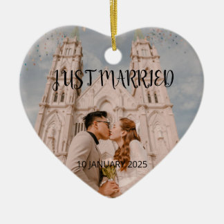 Just Married Wedding Favoriet Ornament Gift Foto