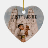 Just Married Wedding Favoriet Ornament Gift Foto (Achterkant)