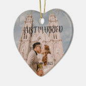 Just Married Wedding Favoriet Ornament Gift Foto (Links)