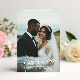 Just Married Wedding Folded Fotoaankondiging