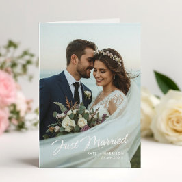 Just Married Wedding Folded Fotoaankondiging