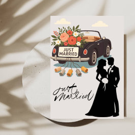 Just Married Wedding Party-Elegant Modern Newlywed Kaart
