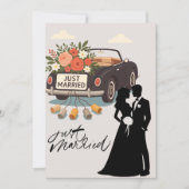 Just Married Wedding Party-Elegant Modern Newlywed Kaart (Voorkant)