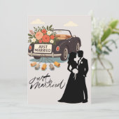 Just Married Wedding Party-Elegant Modern Newlywed Kaart (Staand voorkant)