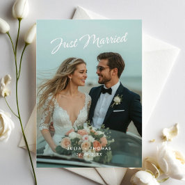 Just Married Wedding Photo Announcement Kaart