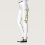 Just Married White & Gold Faux Folie Yoga Broek Leggings<br><div class="desc">Just Married White & Gold Faux Folie Typografie Yoga Broek. De Just Married Yoga Broek is perfect voor het trainen op je huwelijksreis.</div>