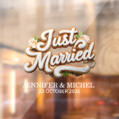 Just Married white gold script wedding car Raamsticker (Vel 2)