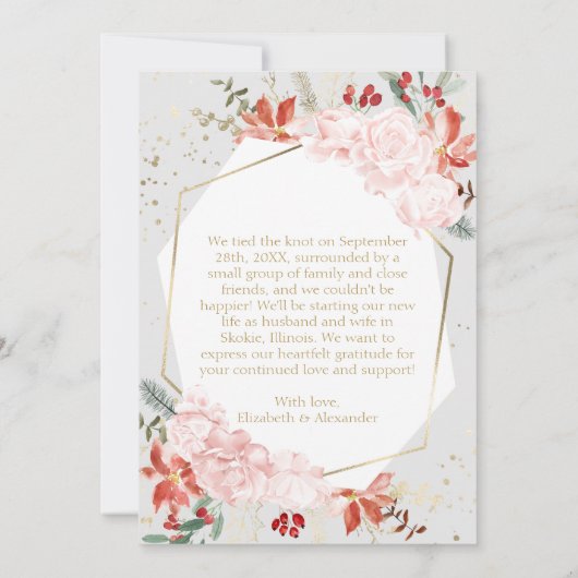 just married | Winter bruiloft aangepaste foto Aankondiging (Achterkant)