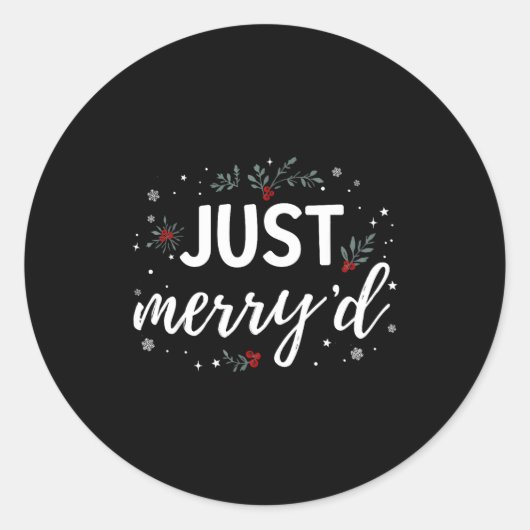Just Merry'd Matching Christmas Wedding Party Marr Ronde Sticker (Voorkant)