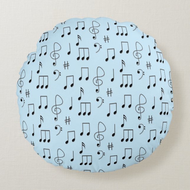 Just Noted Blue Rond Kussen (Voorkant)