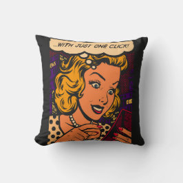 Just One Click Retro Vintage Comic Cartoon Pin-up Kussen