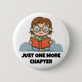 Just One More Chapter, Reading Book Worm Ronde Button 5,7 Cm (Voorkant)