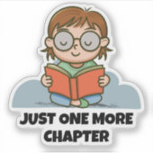 Just One More Chapter, Reading Book Worm Sticker (Voorkant)
