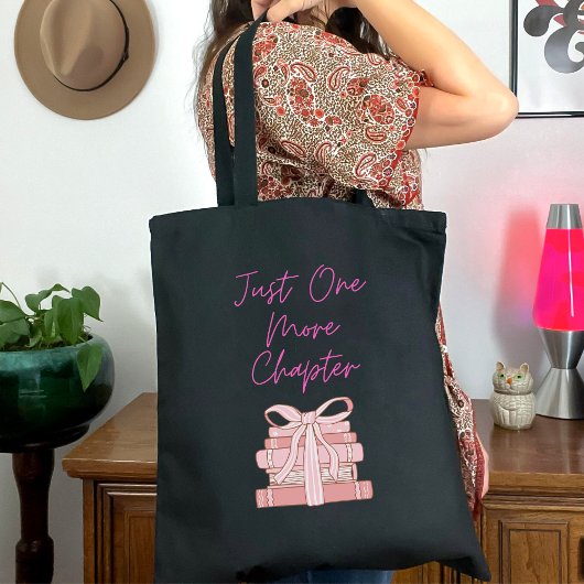 Just one more chapter tote bag gift book lover