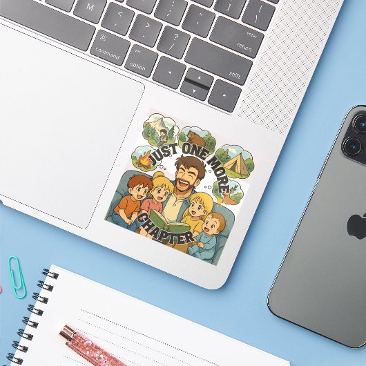 Just One More Chapter Vinyl Sticker (Laptop met iPhone)