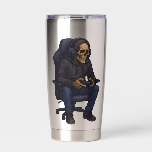 Just One More Gamer Skeleton | Gaming Dark Humor Geïsoleerde Drinkbeker (Voorkant)