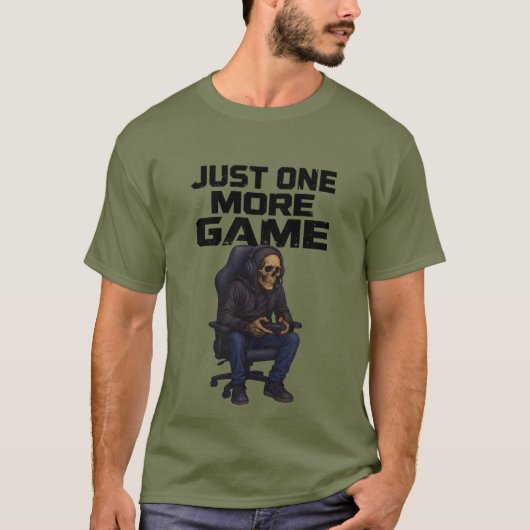 Just One More Gamer Skeleton | Gaming Dark Humor T-shirt (Voorkant)