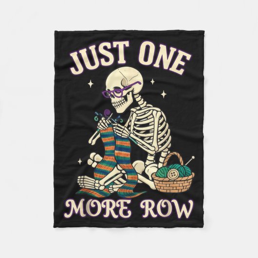 Just One More Row Crochet Skeleton Crocheting Knit Fleece Deken (Voorkant)