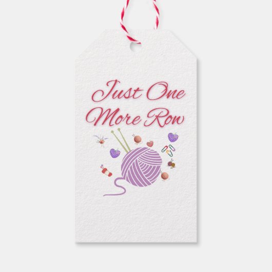 Just One More Row Knitting Art Cadeaulabel (Achterkant)