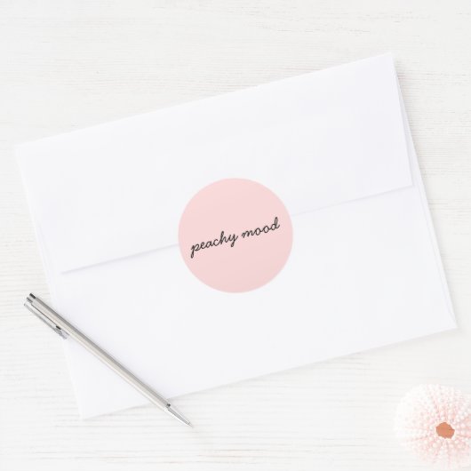 Just Peachy Cute Minimalist Script Design Ronde Sticker (Envelop)