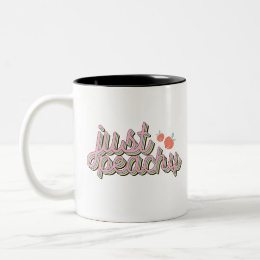 "Just Peachy" Cute Peach Tweekleurige Koffiemok (Links)