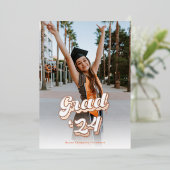 Just Peachy Rose Gold Afstudeer Aankondiging (Staand Voorkant)