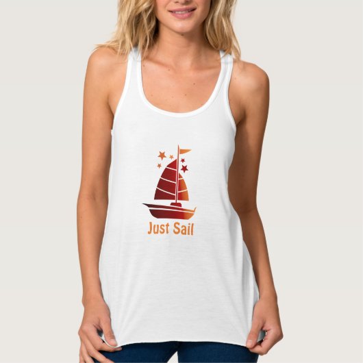  "Just Sail" Vrouwen Racerback Tank (Voorkant)