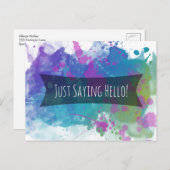 Just Saying Hello Colorful Paint Splashes Briefkaart (Voorkant / Achterkant)