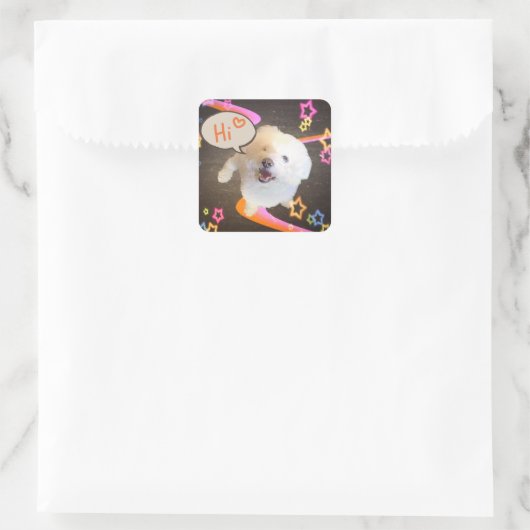 Just Saying "Hi"  Vierkante Sticker (Tas)