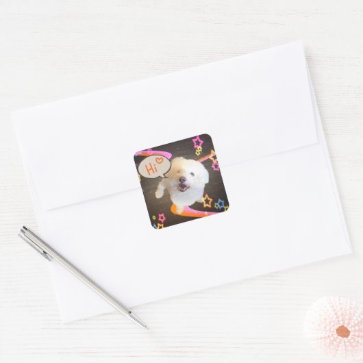 Just Saying "Hi" Vierkante Sticker (Envelop)