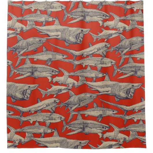 just sharks retro douchegordijn (Voorkant)