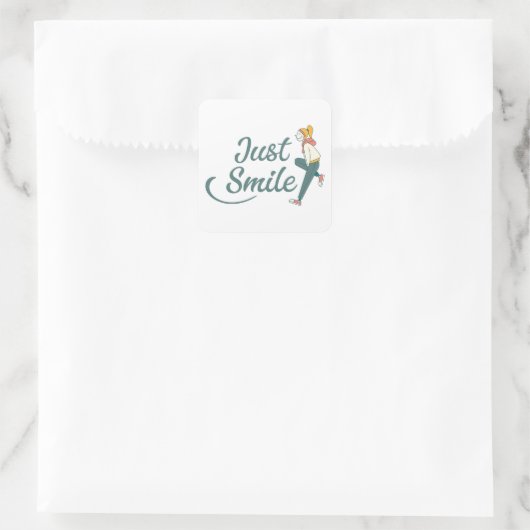 Just Smile Vierkante Sticker (Tas)