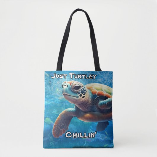 Just Turtley Chillin' - Zee Schildpad Kustleven Tote Bag (Voorkant)