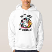 "Just Vibe" - Space Cat & Pizza T-shirt (Voorkant)