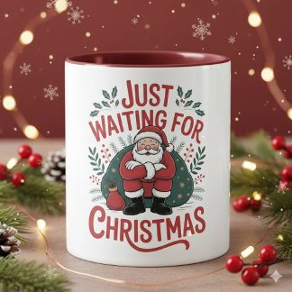 Just Waiting for Christmas Santa 11 oz Coffee Mug Mok